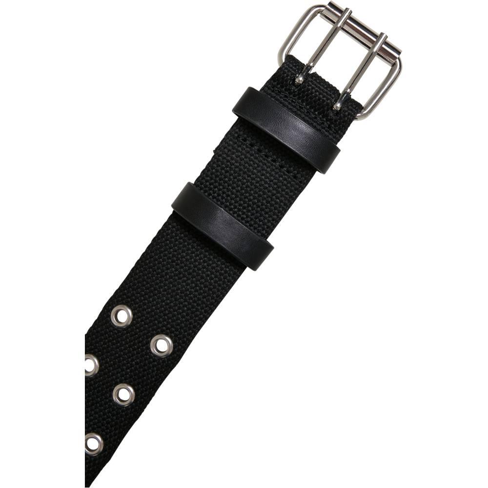 Urban Classics - Polyester Eyelet Canvas belt - Black/Silver coloured